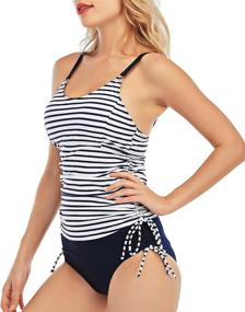 img 1 attached to HAPPYDOCK Strappy Tankini Printed Swimsuits