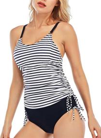 img 4 attached to HAPPYDOCK Strappy Tankini Printed Swimsuits