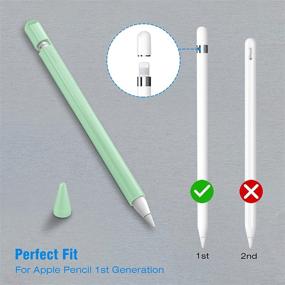 img 3 attached to 🍏 Fintie Silicone Sleeve for Apple Pencil 1st Gen, Ultra Lightweight Pen Skin Case Cover with Soft Protective Grip Holder, 2 Nib Covers & Cable Adapter Tether - Green