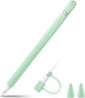 🍏 fintie silicone sleeve for apple pencil 1st gen, ultra lightweight pen skin case cover with soft protective grip holder, 2 nib covers & cable adapter tether - green logo