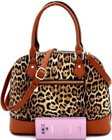 img 1 attached to 👜 Exquisite Leopard Ostrich Leather Satchel: Trendy Women's Handbags & Wallets for the Fashion-Forward