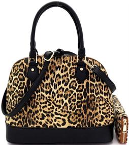 img 2 attached to 👜 Exquisite Leopard Ostrich Leather Satchel: Trendy Women's Handbags & Wallets for the Fashion-Forward