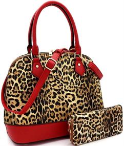 img 4 attached to 👜 Exquisite Leopard Ostrich Leather Satchel: Trendy Women's Handbags & Wallets for the Fashion-Forward