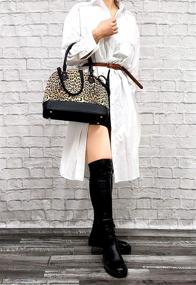 img 3 attached to 👜 Exquisite Leopard Ostrich Leather Satchel: Trendy Women's Handbags & Wallets for the Fashion-Forward