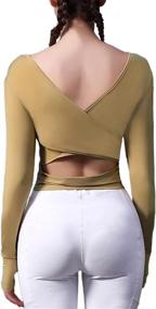 img 4 attached to JACK SMITH Women's Cross Tummy Crop Tops Long Sleeve with Thumb Holes Yoga Shirt Workout Running Tank Top, Sizes S-XXL