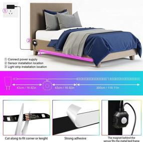 img 1 attached to Enhance Your Bedroom Ambiance with 2 Sets of Motion Sensor Under Bed Lights – App-controlled LED Strip Lights for Bed, Stairs & Cabinets – USB-Powered, Color-Changing, and Energy-Efficient