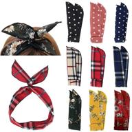 ободки для волос с каре и узлом carede twist bow wire headbands head wrap bowknot polka dot lattice с дизайном кроличьих ушек - аксессуары для волос для женщин и девочек - набор из 9 логотип