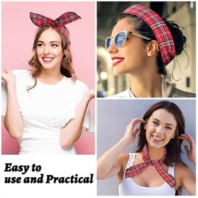 img 1 attached to Carede Twist Bow Wire Headbands Head Wrap Bowknot Polka Dot Lattice Design Rabbit Ear Hairbands Hair Accessories for Women and Girls - Pack of 9