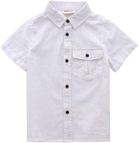 img 4 attached to 👕 MOMOLAND Linen Button Down Shirt for Toddler Boys with Short Sleeves