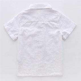 img 3 attached to 👕 MOMOLAND Linen Button Down Shirt for Toddler Boys with Short Sleeves