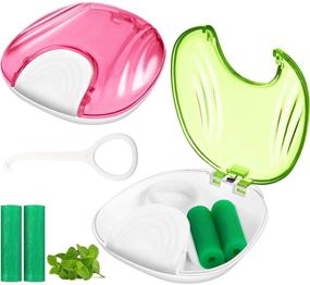 img 4 attached to 💼 Convenient Retainer Box Sets: Pink and Green Retainer Case with Aligner Removal Tool and Invisible Chewer for Oral Care, Denture and Mouth Guard Storage