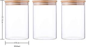 img 3 attached to 🍱 1000ml x 3 High Borosilicate Glass Airtight Food Storage Containers with Bamboo Lid & Silicone Seal (10x15cm)