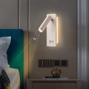 img 2 attached to 🔆 Enhanced LED Wall Lamp Bedside Reading Light with Adjustable Headboard Sconce and On-Off Switch - 3W Plug-in Wall Light with Background Illumination - 3000K(White)