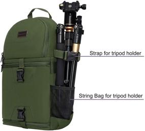 img 2 attached to 📷 MOSISO Camera Bag, Shockproof Army Green DSLR/SLR/Mirrorless Photography Case with Tripod Holder, Modular Inserts, and Rain Cover - Compatible with Canon, Nikon, Sony, Fuji