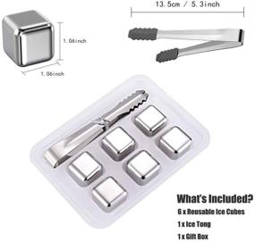 img 3 attached to 🧊 NEOYARDE Pack of 6 Stainless Steel Reusable Ice Cubes Chilling Stones with Tongs for Whiskey Wine