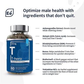 img 1 attached to 💪 Unlock Your Potential with T-Hero: The Ultimate Male Health Supplement - Muscle Builder & T-Booster with DIM, Ashwagandha, Shilajit & More by Essential Elements - 60 Vegan Capsules