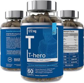 img 4 attached to 💪 Unlock Your Potential with T-Hero: The Ultimate Male Health Supplement - Muscle Builder & T-Booster with DIM, Ashwagandha, Shilajit & More by Essential Elements - 60 Vegan Capsules