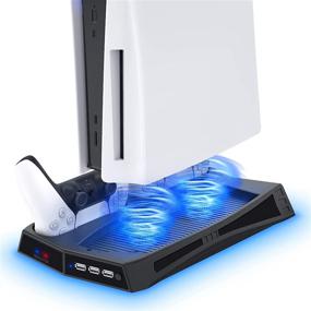 img 4 attached to 🎮 Enhance Gaming Experience with YUANHOT Vertical Cooling Stand for PS5 Console – Dual Controller Charger Ports and Cooling Fan System Included