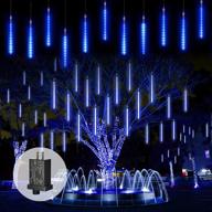 💦 essnams waterproof falling rain drop lights 30cm 8tubes 192 led meteor shower lights - blue, outdoor snowfall led lights for tree yard christmas wedding party decoration logo