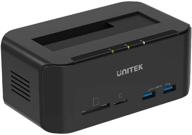 💻 unitek usb 3.0 to sata hard drive docking station - tool free, 2-port hub, card reader - supports 2.5/3.5 inch hdd ssd sata i/ii/iii, uasp & up to 16tb logo