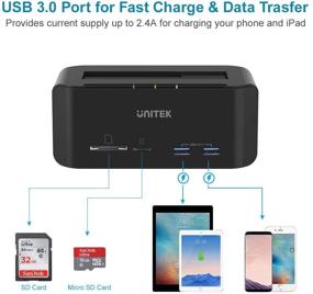 img 1 attached to 💻 Unitek USB 3.0 to SATA Hard Drive Docking Station - Tool Free, 2-Port Hub, Card Reader - Supports 2.5/3.5 Inch HDD SSD SATA I/II/III, UASP & up to 16TB