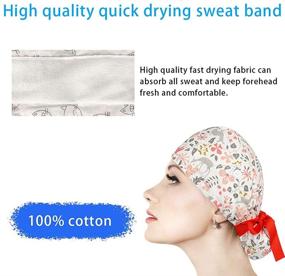 img 1 attached to 👩 Women's Scrub Caps with Buttons and Ribbon Ties for Long Hair and Ponytail Holders - Ideal for Working Ladies