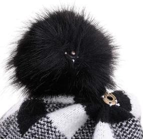 img 2 attached to Stay Cozy and Stylish with CRUOXIBB Winter Soft Stretch Buffalo Plaid Cuff Beanie Hat