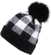 stay cozy and stylish with cruoxibb winter soft stretch buffalo plaid cuff beanie hat logo