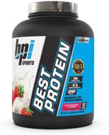 🍓 bpi sports best protein: 100% whey blend для роста мышц, восстановления & замены приема пищи – без мальтодекстринов, без наполнителей – без глютена – аромат клубники с кремом – 5,2 фунта логотип