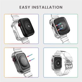 img 3 attached to Прозрачные мягкие силиконовые спортивные браслеты для Apple Watch 42 мм / 44 мм - совместимы с запястьем В для серии 6/5/4/3/SE