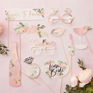 🌸 ginger ray floral bachelorette photobooth props - 10 pack with rose gold foiling logo