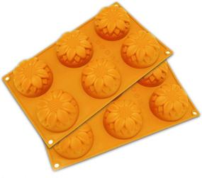 img 4 attached to Mose Cafolo: 6-Cavity Sunflower Silicone Soap Mold for DIY Handmade Cake, 🌻 Chocolate, Cupcake, Biscuit, Bread, Muffin, Candle, Ice Cube Making - 2 Pcs Mould Set