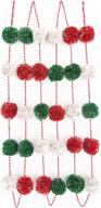 🎄 zoe frances designs christmas pom pom garland - red and green holiday decor, ideal for christmas tree, felt ball garlands логотип