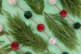 img 1 attached to 🎄 Zoe Frances Designs Christmas Pom Pom Garland - Red and Green Holiday Decor, Ideal for Christmas Tree, Felt Ball Garlands