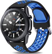 🌈ремешок easuny sport для samsung galaxy watch 3 45 мм/ galaxy watch 46 мм/ gear s3 frontier - аксессуар из силиконового ремня с быстрым съемом, размер s, черный/ярко-голубой, дышащий логотип