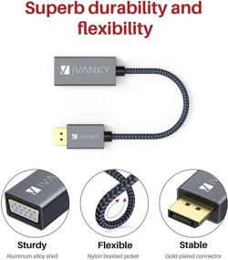 img 2 attached to 🔌 High-Quality DisplayPort to VGA Adapter, iVANKY Unidirectional DP to VGA Adapter – Heavy Duty, Nylon Braided, Gold-Plated for 1080P Full HD - 0.6 ft/0.2 m