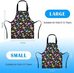 img 2 attached to 🦖 MRYUWB Kids Boys and Girls Dinosaur Apron: Ideal for Cooking, Painting, and Kitchen Fun! Perfect for Children Ages 3-12 with Handy Pockets