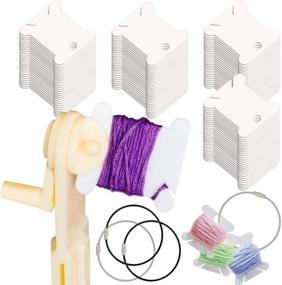 img 4 attached to 🧵 Convenient 150PCS Plastic Floss Bobbins Thread Cards Storage for Bobbins Winder & Sewing Machines - Cross Stitch Embroidery Floss Organizer Box