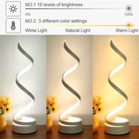 img 2 attached to 🔆 LENIVER LED Table Lamp: Modern Minimalist Dimmable Spiral Design, White Bedside Lamp Desk Light for Bedroom, Living Room, Office, Nightstand, Bookshelf