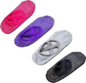 img 1 attached to 🧦 Premium Anti-Skid Yoga Socks for Women - Pack of 4: Non-Slip Grips, Straps, Ideal for Barre, Pilates, Ballet, Dance