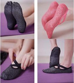 img 2 attached to 🧦 Premium Anti-Skid Yoga Socks for Women - Pack of 4: Non-Slip Grips, Straps, Ideal for Barre, Pilates, Ballet, Dance