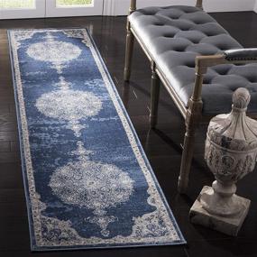 img 4 attached to 🏃 SAFAVIEH Brentwood BNT867M Medallion Distressed Runner, 2' x 6', Navy/Light Grey - Ideal for Living Room, Entryway, Foyer, Hallway, Bedroom - Non-Shedding Runner Rug