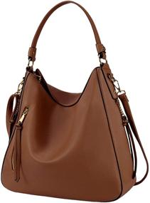 img 4 attached to 👜 Стильные и практичные: Большие водонепроницаемые сумки Hobo для женщин из кожи - Кожаная сумка-торба на плечо