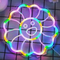 🌸 colorful divatla unique flower smiley neon sign: 3d art for festive decor, powered by usb. perfect for christmas, holidays, wall or desk mounting in bedroom, office, bar! логотип