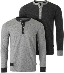 img 4 attached to ZIMEGO Sleeve Contrast Button Henley Men's Clothing in Shirts