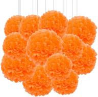🧡 12pcs orange paper pom poms decorations - party ceiling and wall hanging tissue flowers - 12 inch and 10 inch size options logo