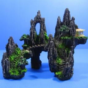 img 1 attached to 🏞️ Fish Tank Decoration: Mountain View Aquarium Ornament Tree House Cave Bridge