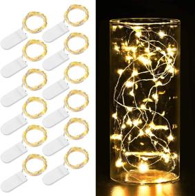 img 4 attached to 🌟 AMIR Upgraded Fairy String Lights, 12 Pack Starry Lights Battery Operated, 3.3ft 20 LED Indoor Outdoor String Lights, Copper Wire Lights for Halloween, Party, Wedding, Christmas Decoration (Warm White)