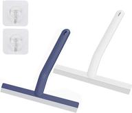 🧼 2 pack shower squeegee set for all-purpose cleaning in bathrooms & car windows - lightweight 10-inch squeegee with hooks (white/blue) logo