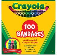 🎨 crayola shaped antibacterial kids bandages: 100 count for birthday parties, party supplies, stickers, stocking stuffers, or white elephant gifts – adhesive bandages for minor cuts, scrapes, & burns логотип